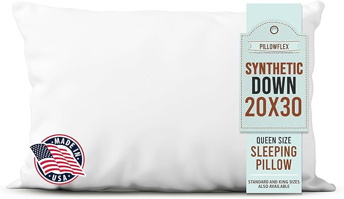 Pillowflex Synthetic Down Sleeping Pillows - Queen Size - Medium Firmness for Back, Side & Stomac... | Amazon (US)