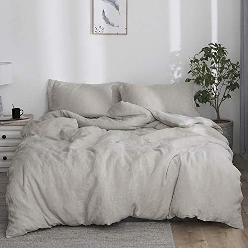 Simple&Opulence 100% Linen Duvet Cover Set with Washed-French Flax-3 Pieces Solid Color Basic Sty... | Amazon (US)