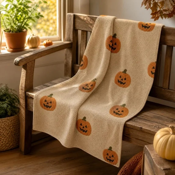 Halloween Ghost Flannel Throw Blanket, Neutral Embossed Skull Ghost Bat Pumpkin Potion Bottle Pat... | Walmart (US)