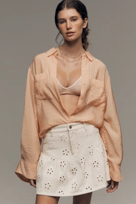 Saylor Denim Eyelet Mini Skirt | Anthropologie (US)