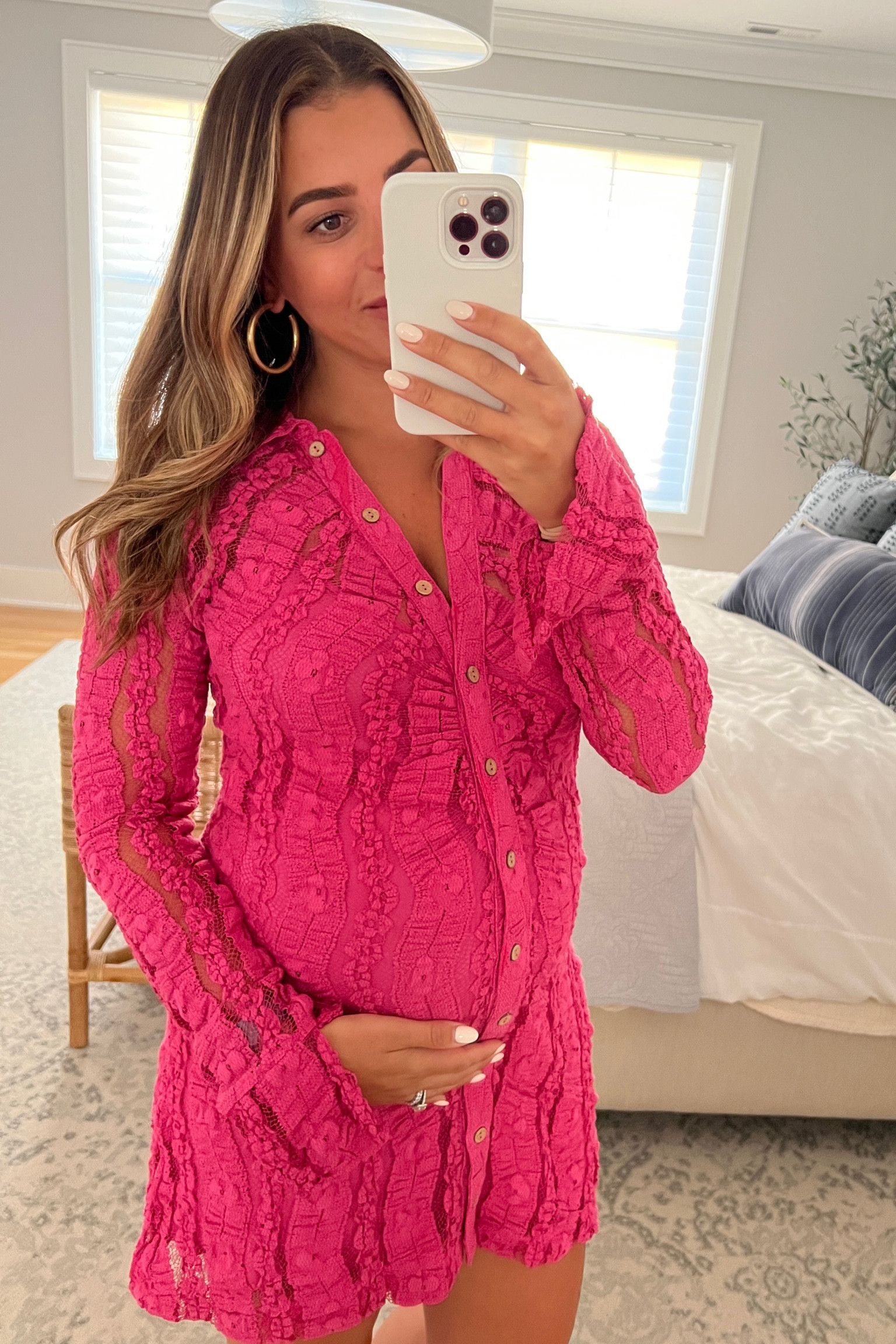 Birthday outfit that fits the bump 💕 . Love this lace dress for spring! #pinkdress #pregnancy #bumpfriendly #maternitydress 

#LTKbump #LTKFestival