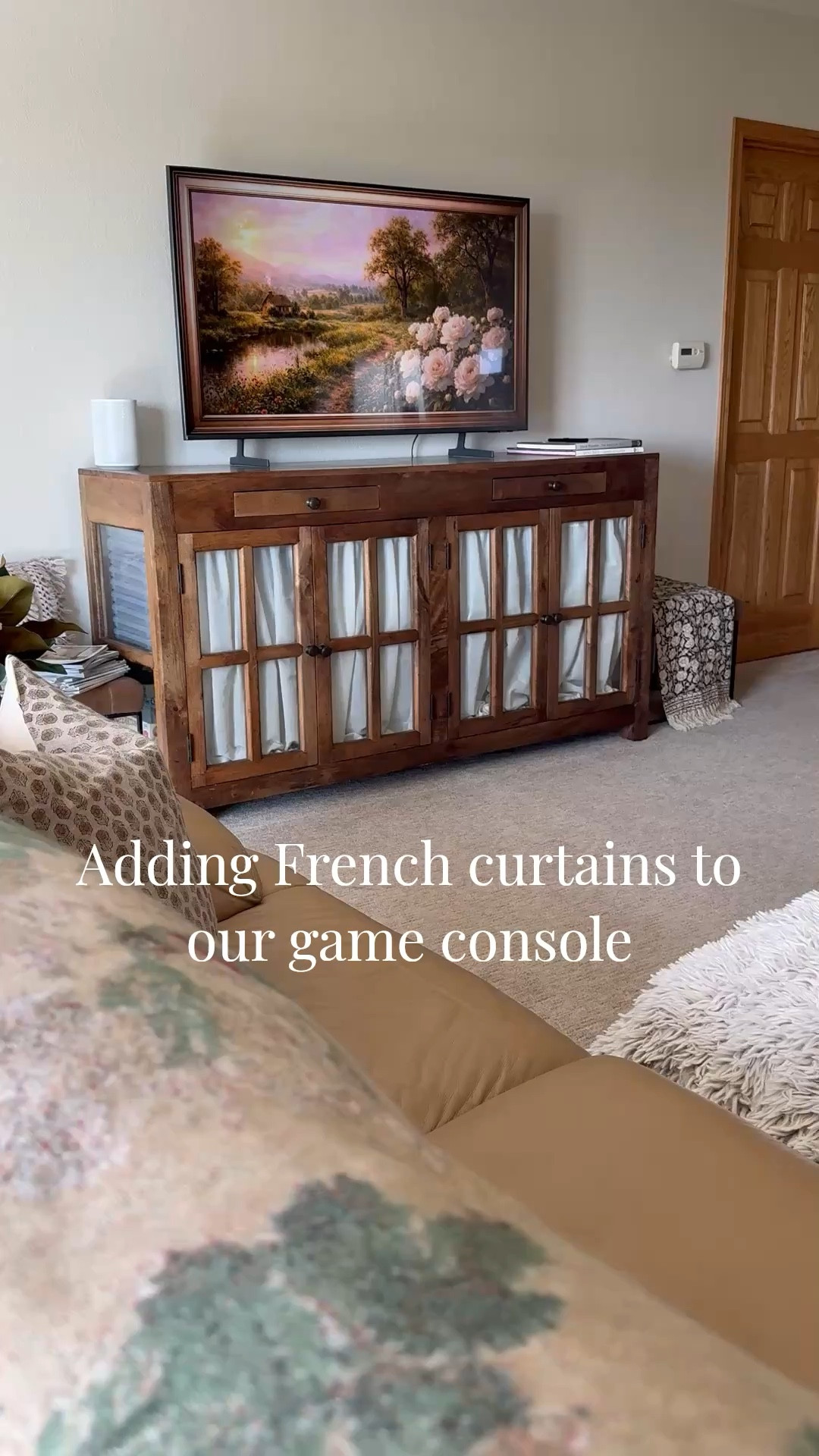 Adding these French curtains to hide the games in our living room made such a difference! I don’t know why I waited so long! 