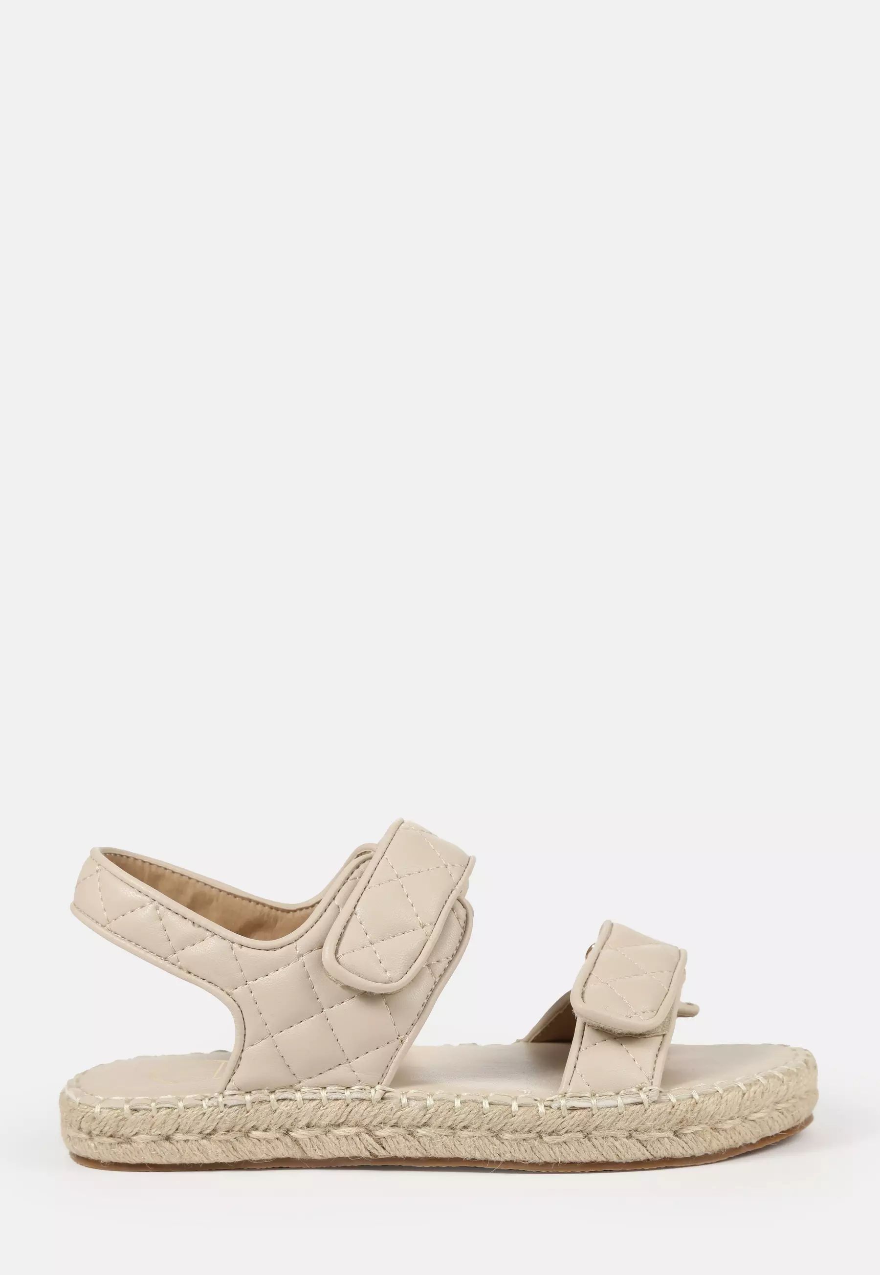 Sand Quilted Faux Leather Espadrille Sandals | Missguided (US & CA)