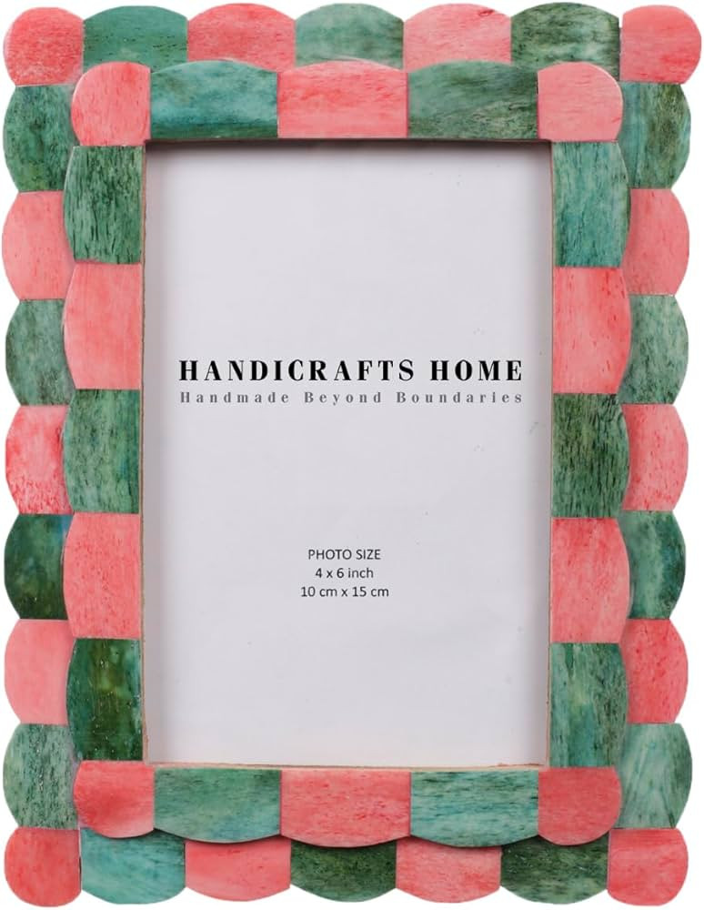 Handicrafts Home Photo Picture Frame - 4" x 6" Handmade Gift Photo Frames - Green & red | Amazon (US)