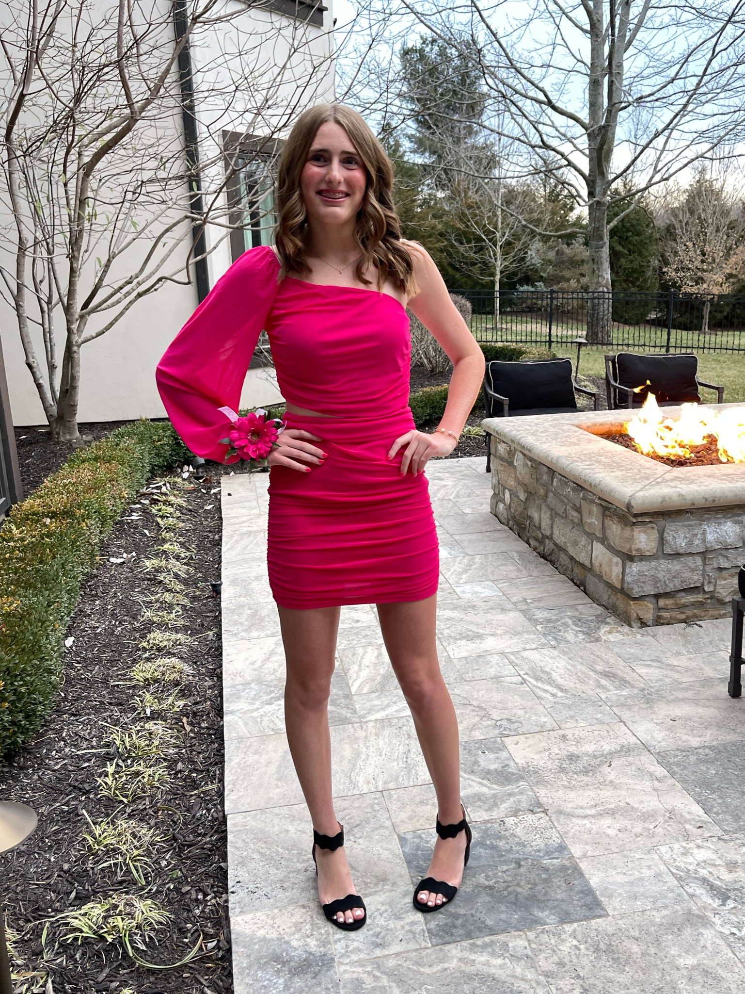 black heels with pink dress can't go wrong a sexy LBD + heels@enkiee_ in the ramona bustier and button embellishments Hot Pink Dress with Black
