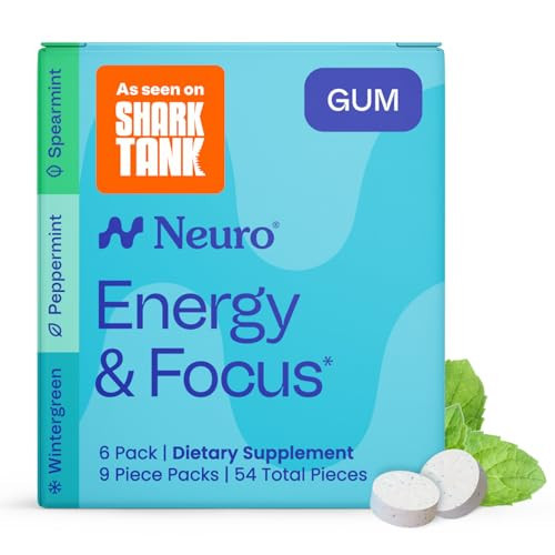 Neuro Variety Pack Gum - Energy & Focus Gum (Peppermint, Spearmint, Wintergreen) - Nootropic Supplement with Natural Caffeine + L-Theanine for Brain Health - Sugar Free, Vegan - 54 ct, 6 Pack | Amazon (US)