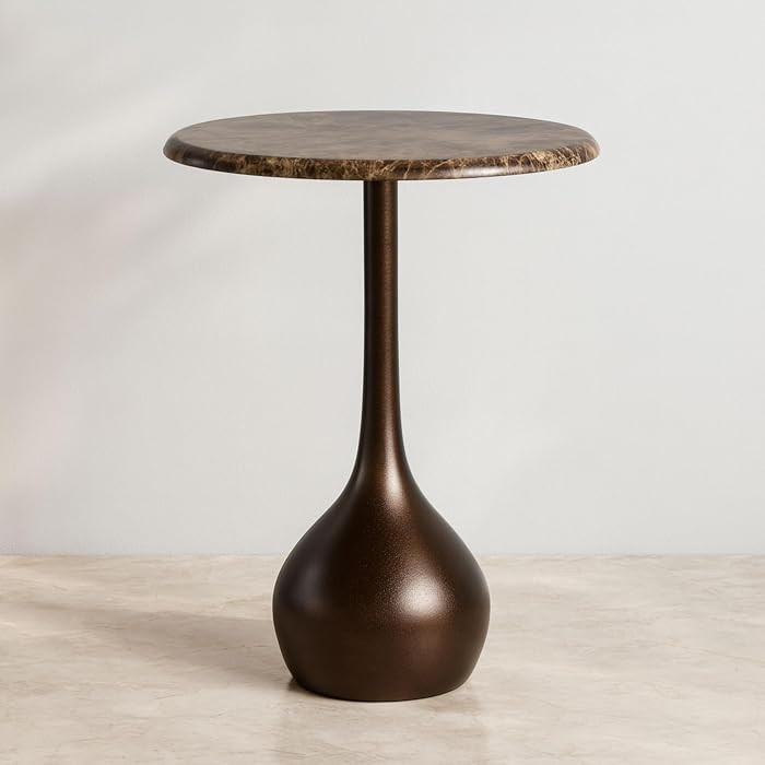 Marble Accent End Table for Home Decor - Decorative Small Table Stand for Bedroom Night Stand, Be... | Amazon (US)