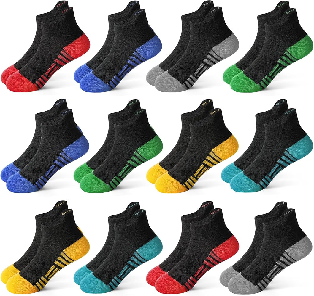 Kids Socks Boys Sock, 12 Pairs Ankle Athletic Low Cut Sport Short Socks for Boys Girls Toddler 1-... | Amazon (US)