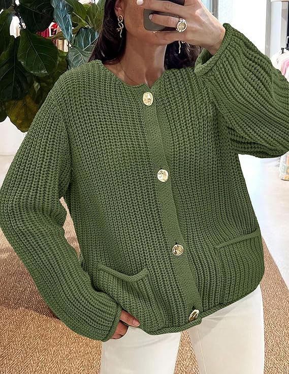 PRETTYGARDEN Cardigan Sweaters for Women 2025 Trendy Oversized Knit Chunky Button Cardigans Fall ... | Amazon (US)