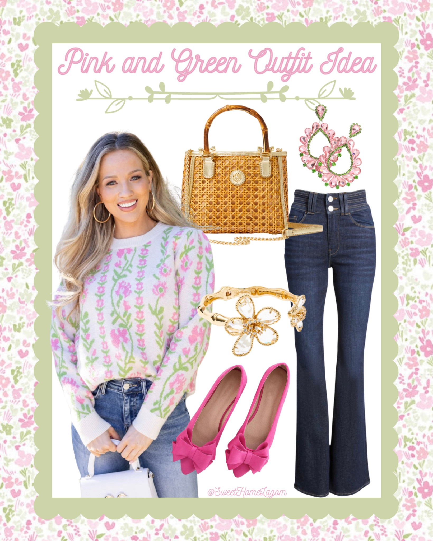 Pink and green Lilly Pulitzer inspired will always be a favorite color combo of mine! This cane wicker bag with the bamboo handle is so on-trend right now and I love it!! 


decor inspiration | grandmillennial | southern living | chinoiserie | home decor | coastal | traditional | classic | granny chic | blue and white | pink bows | ruffle | preppy style | winter outfit | sneakers | living room | bedroom | jeans | bedding | lilly pulitzer | bamboo bracelet | wicker cane handbag | girly | loveshackfancy | coastal chic

#LTKshoecrush #LTKfindsunder50 #LTKstyletip