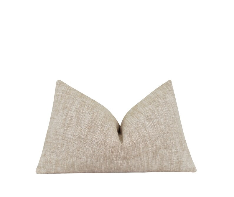 Solid Flax Pillow Cover, Woven Throw Pillow Cover, Neutral Tone Pillows, Textured Woven Linen Ble... | Etsy (US)