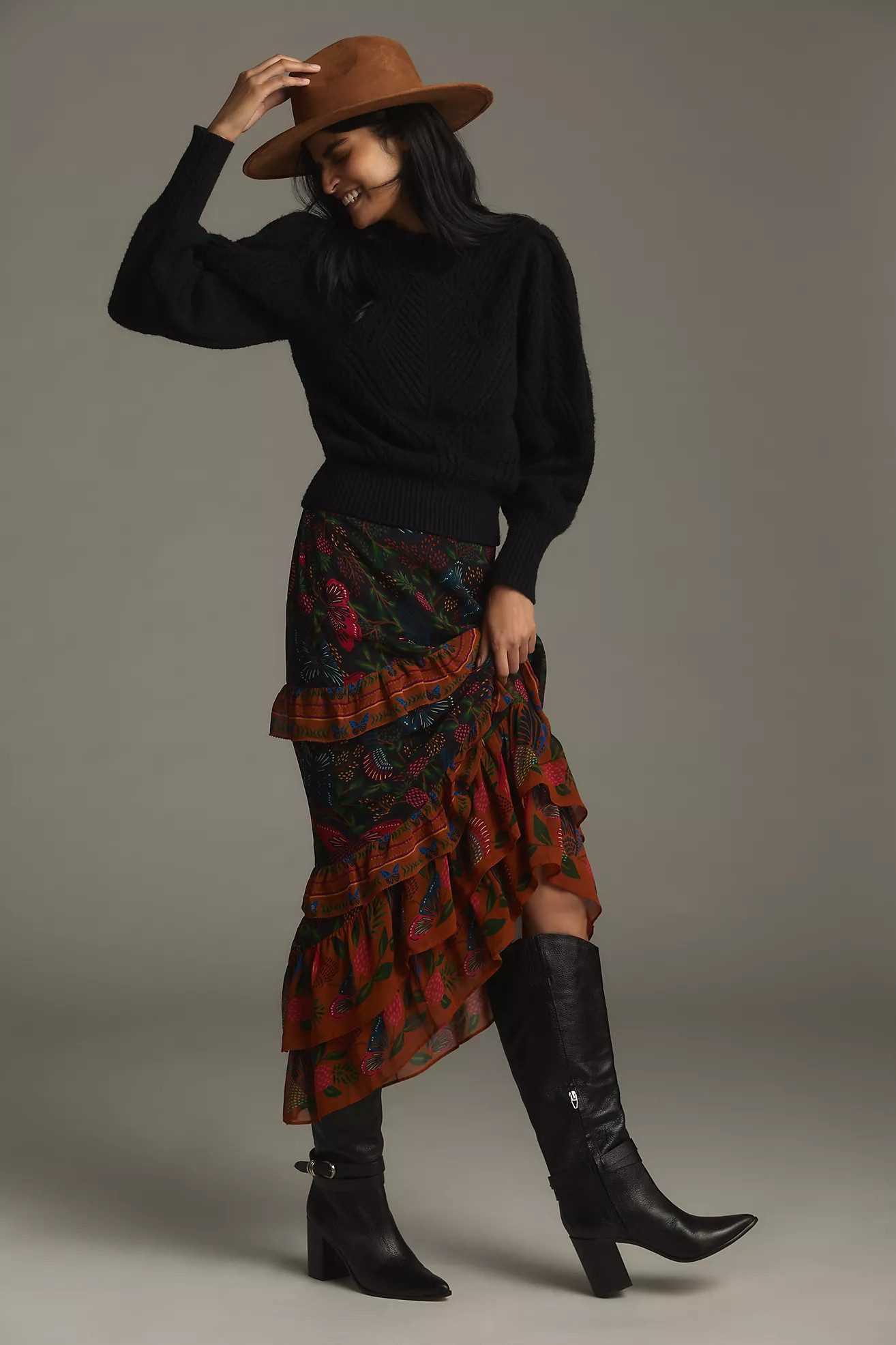 Farm Rio Garden Tiered Maxi Skirt | Anthropologie (US)