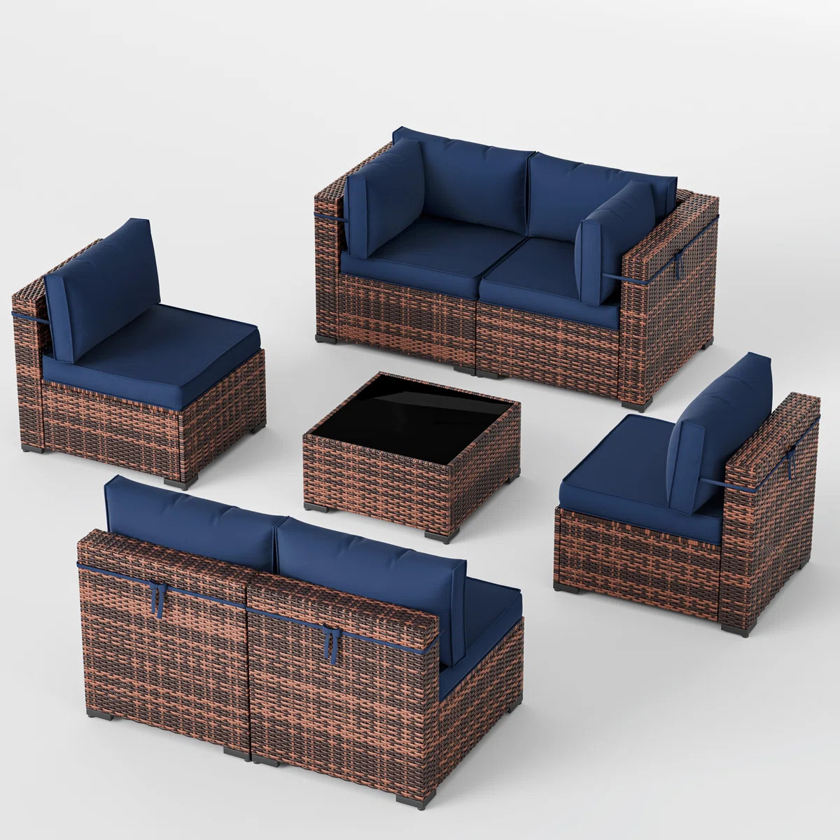 Keyala 7 Piece Rattan Sectional Seating Group with Cushions | Wayfair North America