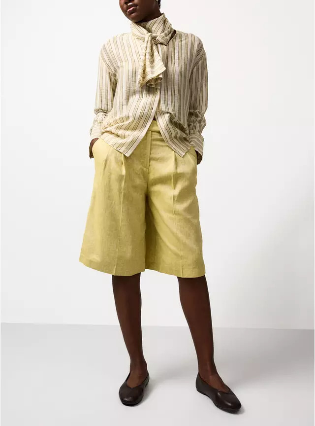 Yellow Linen Tailored Shorts 22 | Tu Clothing