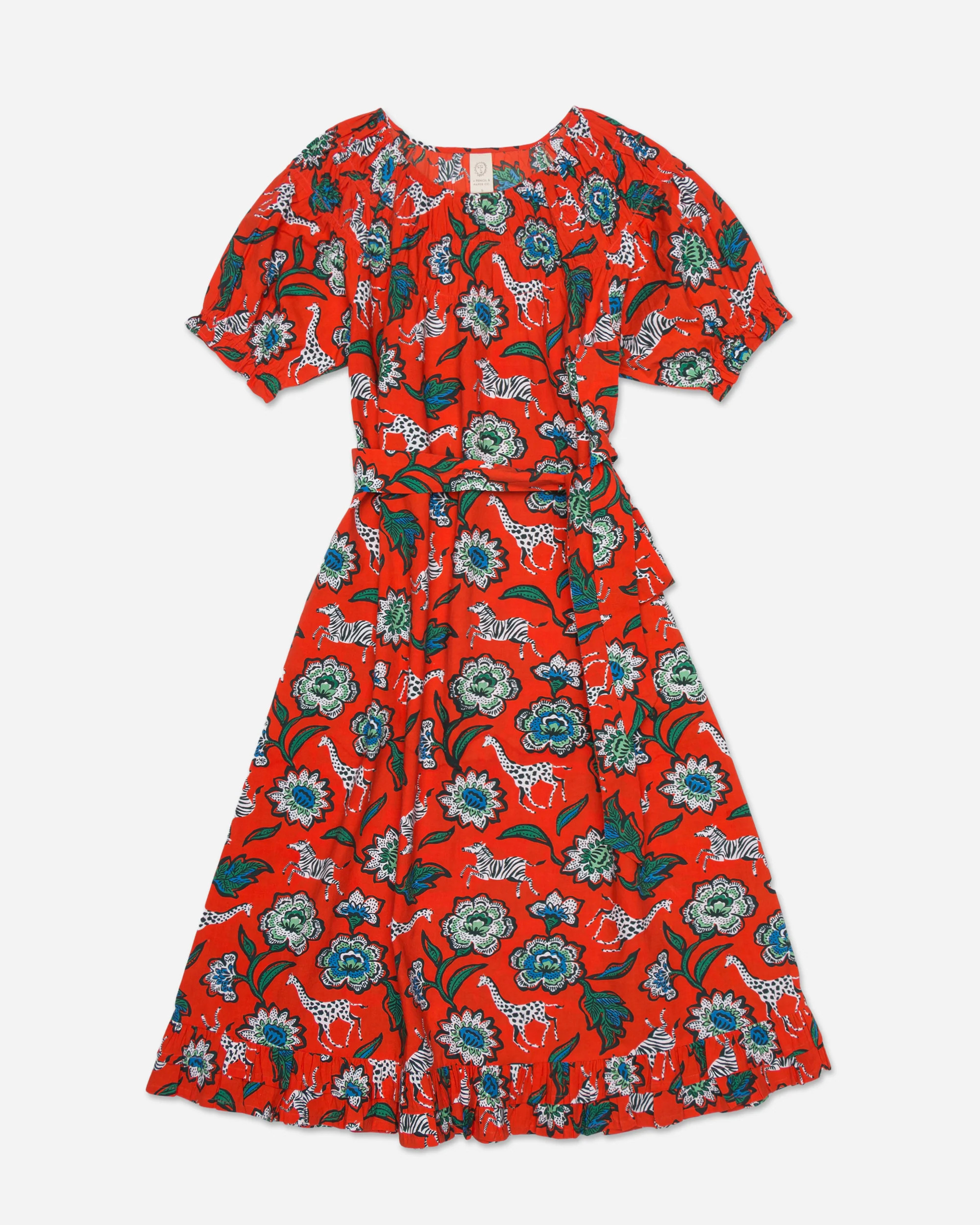 floral-safari-popover-dress-scarlet | Printfresh
