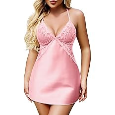 Avidlove Women Lingerie V Neck Nightwear Satin Sleepwear Lace Chemise Mini Teddy | Amazon (US)