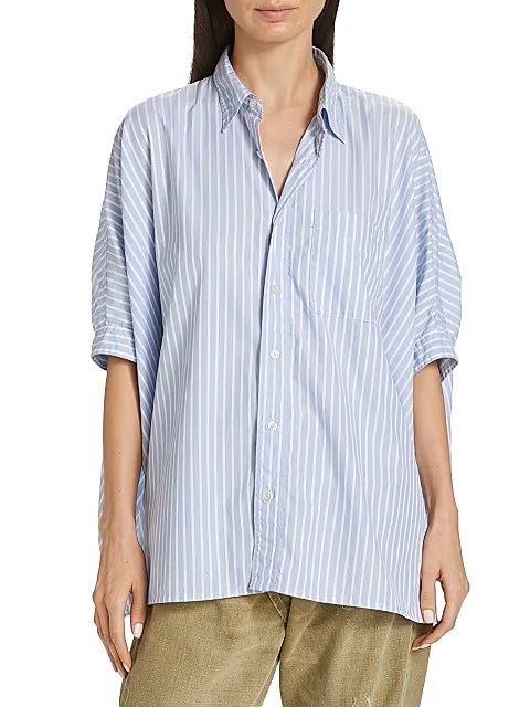 Oversized Striped Button-Up Shirt | Saks Fifth Avenue