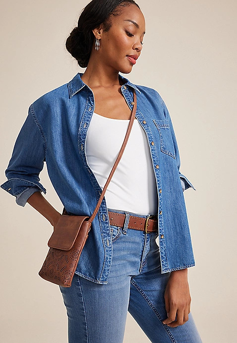 Perforated North South Crossbody Bag | Maurices