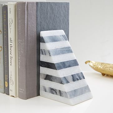 Black &amp; White Striped Marble Bookend | West Elm (US)
