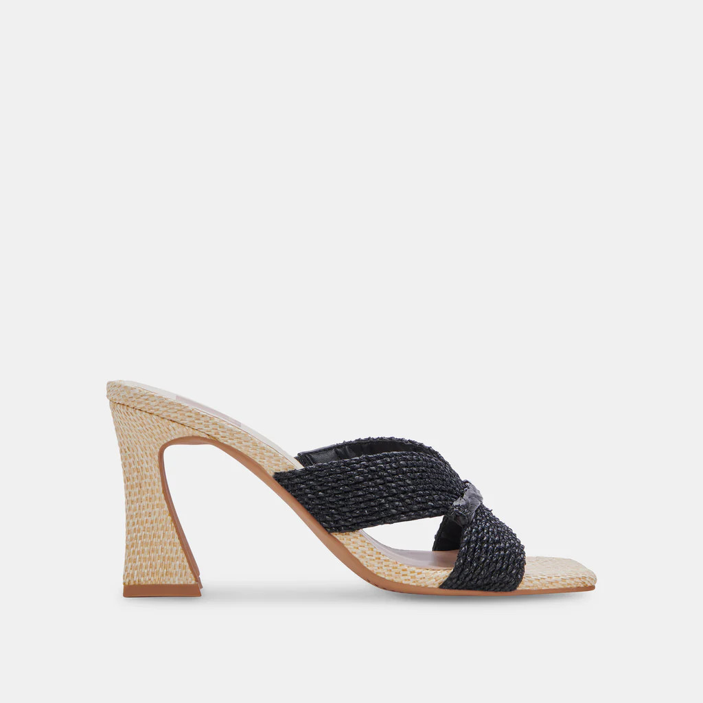 NITRO HEELS BLACK RAFFIA | DolceVita.com