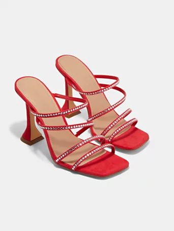 Alana Open Toe Rhinestone Detail Heels - Fashion To Figure | Fashion to Figure