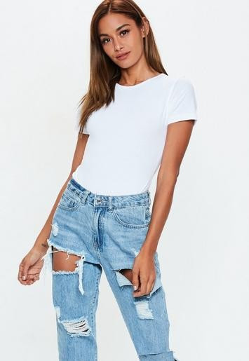 White Short Sleeve Bodysuit | Missguided (US & CA)