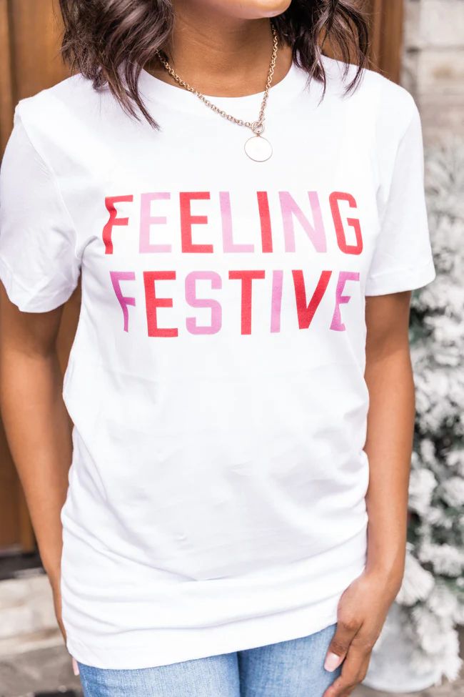 Feeling Festive Graphic White Tee | The Pink Lily Boutique