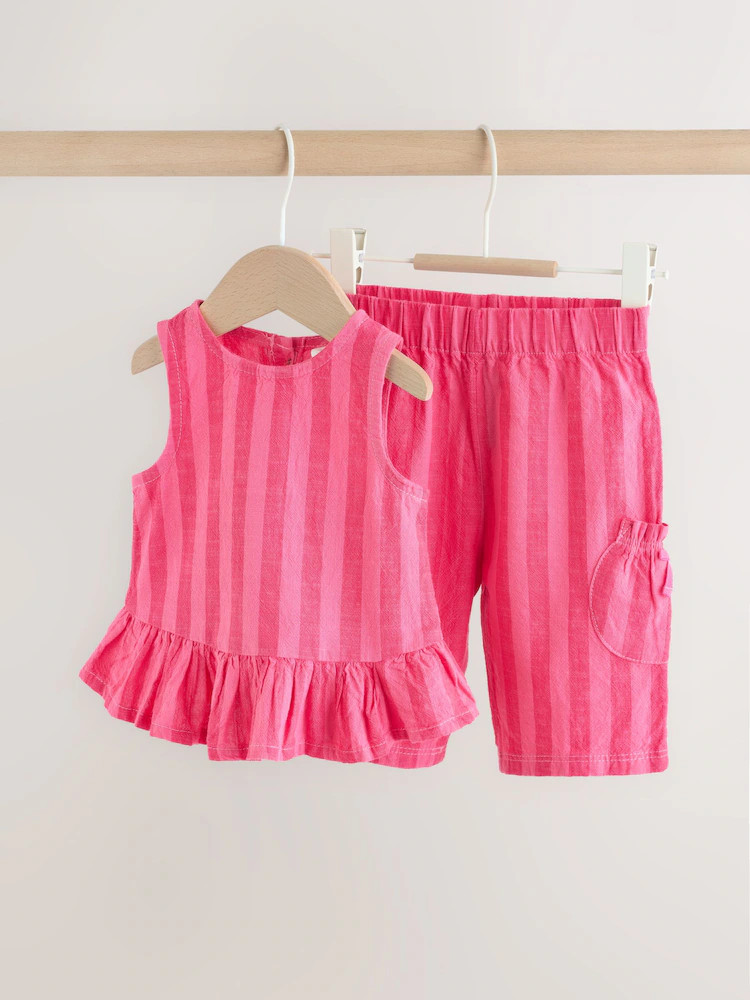 Red Stripe Baby Woven Top and Trousers Set 2 Piece (0mths-2yrs) | Next US