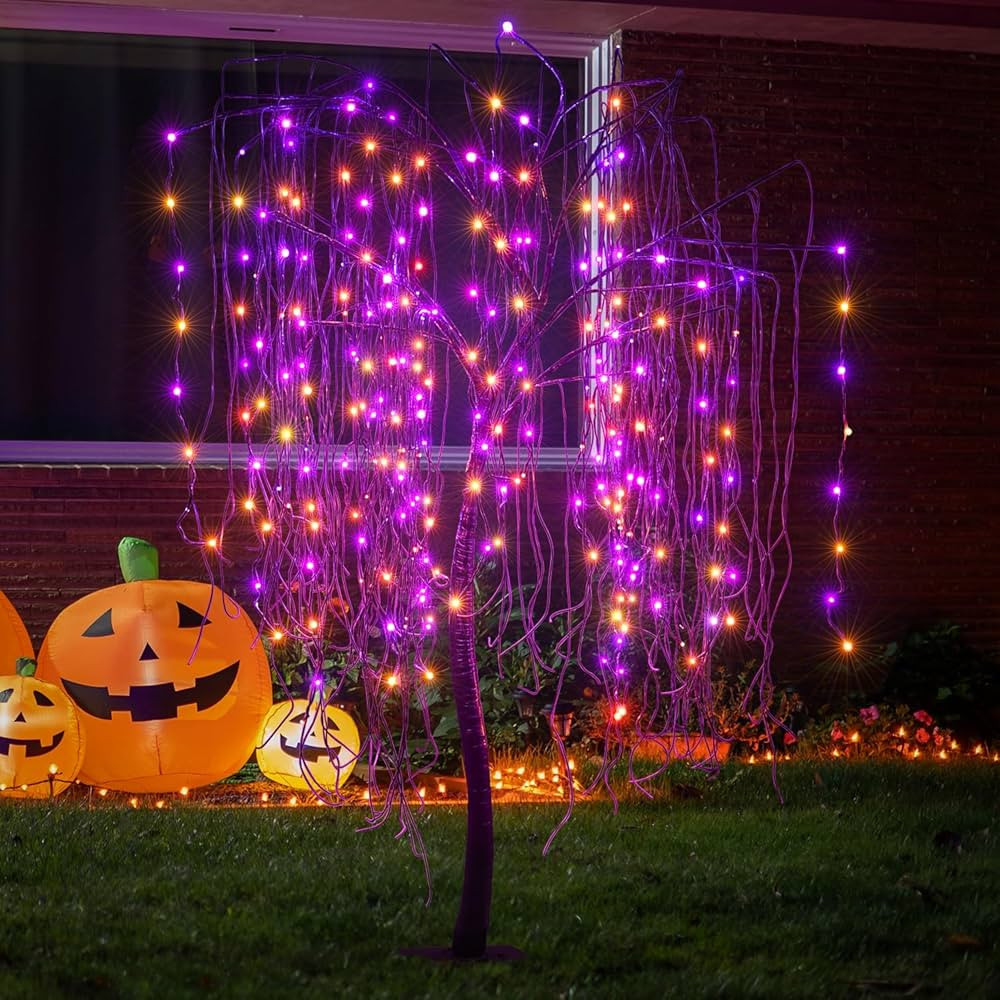 LIGHTSHARE 7 Feet Halloween Willow Tree, 256 LED Lights for Home, Festival, Nativity,Party, and C... | Amazon (US)