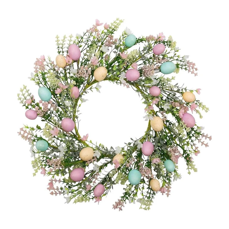 20 Inch Artificial Easter Wreath with Colorful Eggs and Floral Arrangement, Spring Front Door Dec... | Walmart (US)