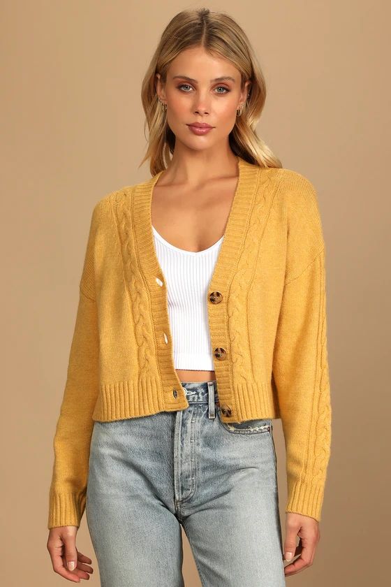 Forever My Favorite Season Mustard Yellow Knit Cardigan Sweater | Lulus (US)