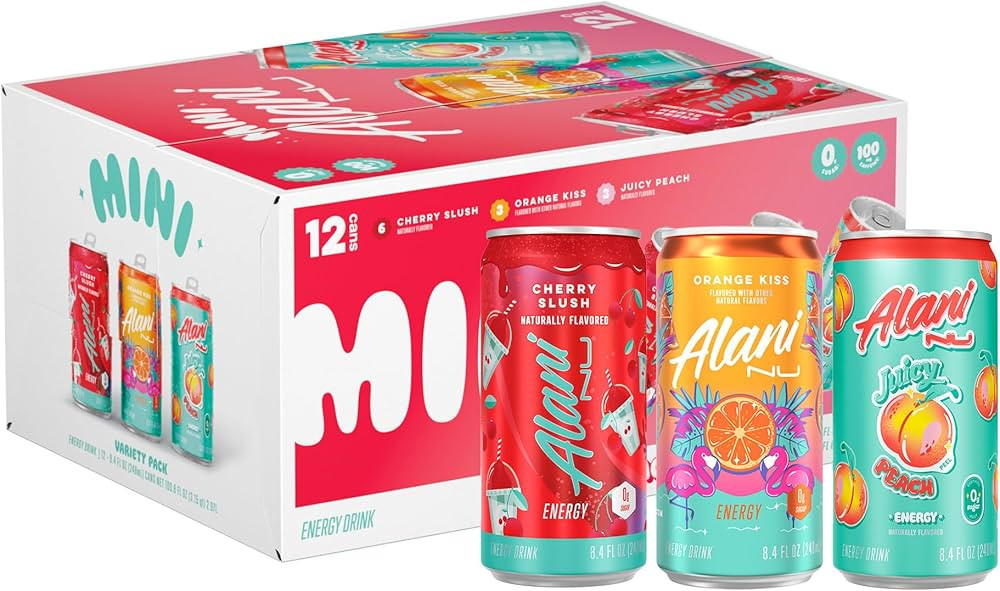 Alani Nu VARIETY PACK (CHERRY SLUSH, JUICY PEACH, ORANGE KISS), Low Calorie Energy Drinks, 100mg ... | Amazon (US)