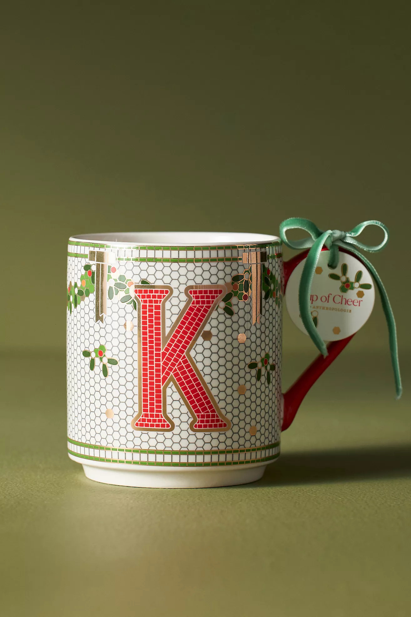 Festive Bistro Tile Stoneware Monogram Mug | Anthropologie (US)