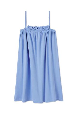 Pima Ruffle Nightgown in Hydrangea | LAKE Pajamas