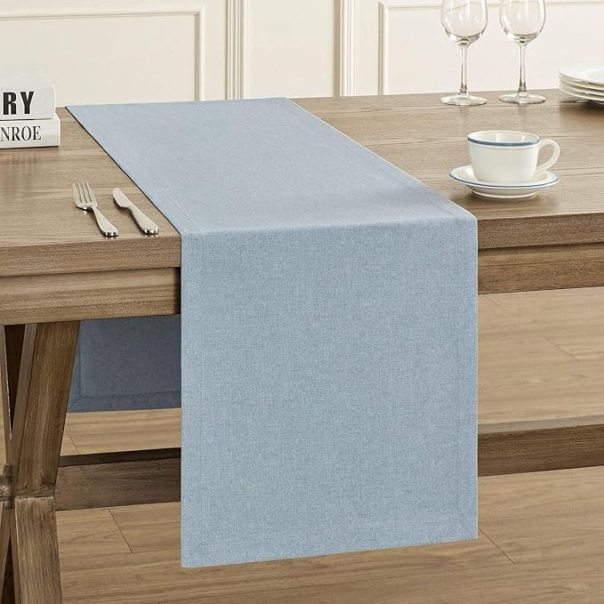 ZeeMart Basic Linen Style Table Runner, 14 x 72 Inch Blue Chambray, Rustic Farmhouse Light Dusty ... | Amazon (CA)