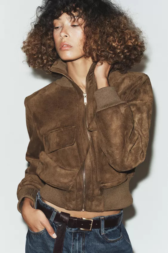 RIB HIGH-NECK BOMBER JACKET | Zara UK