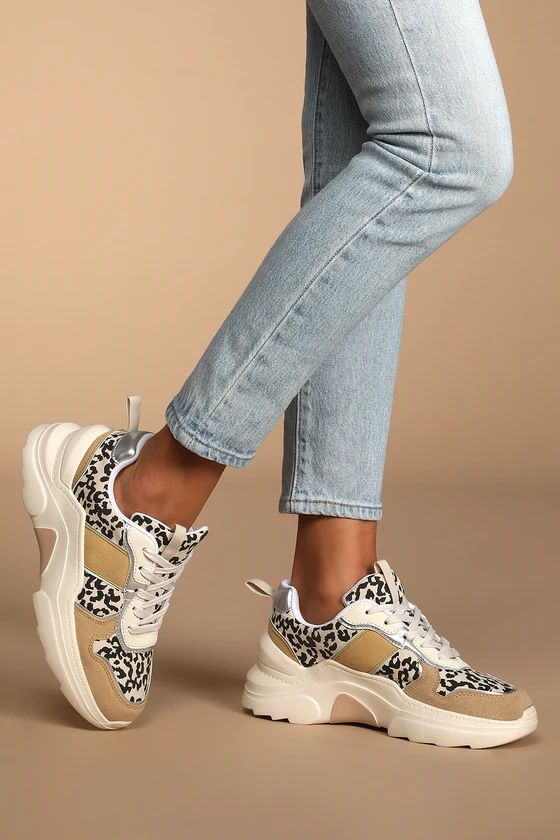 Mabelle Beige Leopard Chunky Sneakers | Lulus (US)
