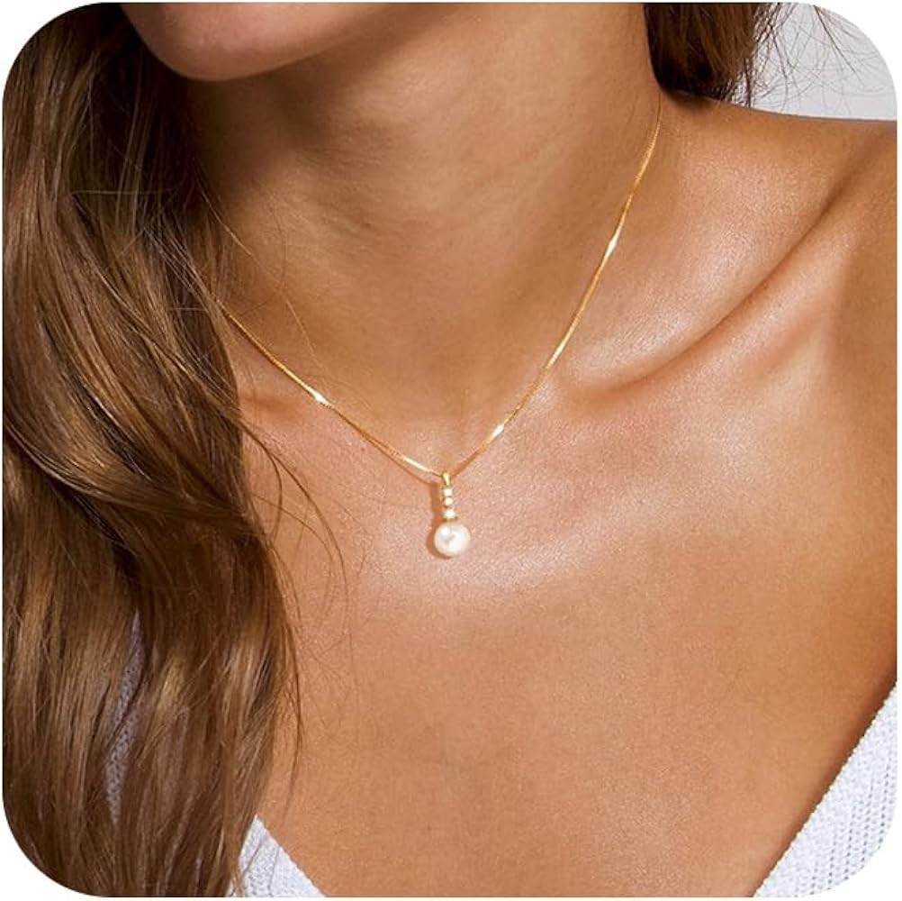 Gold Pendant Necklace for Women, Dainty Diamond Necklaces for Women Simple 14K Gold Plated Paperc... | Amazon (US)