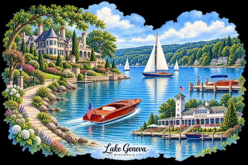 Lake Geneva Wisconsin PNG, Lake Geneva Watercolor, Wisconsin Travel PNG, Geneva Lake Clipart, Lak... | Etsy (Global)