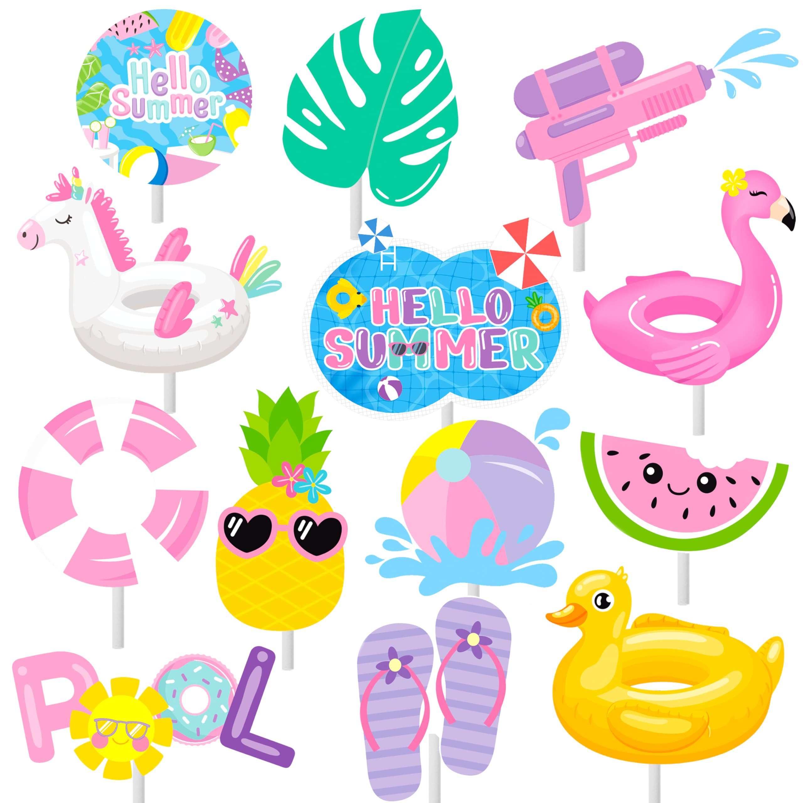 36pc Summer Cupcake Toppers - Pool Party Decorations - Water Themed Birthday Cake Picks for Swimm... | Amazon (US)