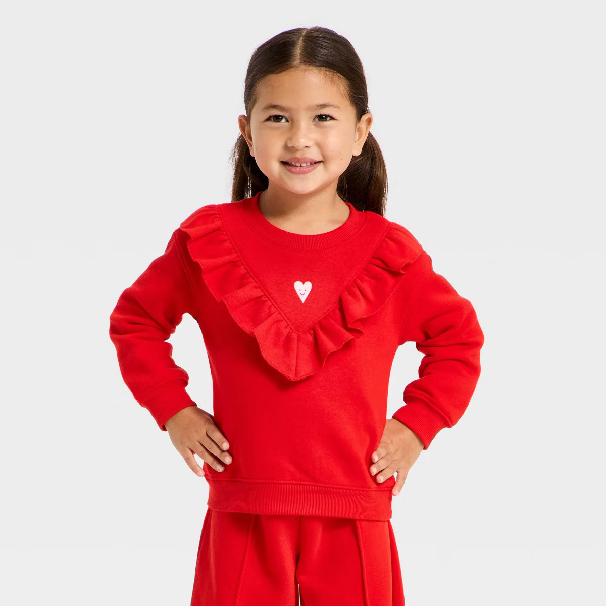 Toddler Girls' Valentine's Day Sweatshirt and Jogger Pants Set - Cat & Jack™ Medium Red | Target