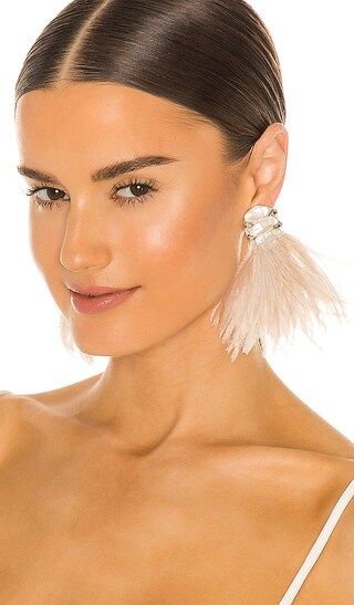 Baroque Pearl and Ostrich Feather Burst Earrings | Revolve Clothing (Global)