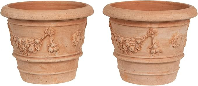 2 handmade terracotta pots 30x25x30 cm | Terracotta vase inside and outside | Pots succulents Mad... | Amazon (US)
