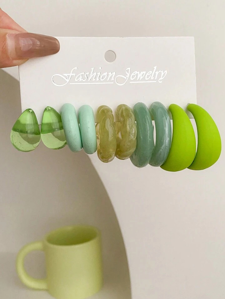 5 Pairs/Set Comma & Water Drop Cute Stud Earrings For Women | SHEIN