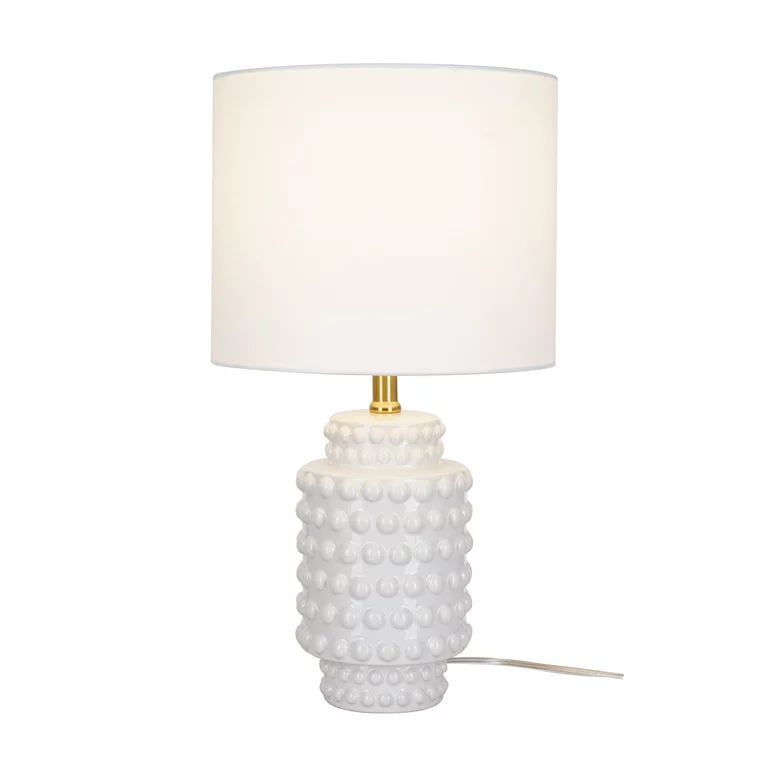 My Texas House 21" Hob-Nail Ceramic Table Lamp, Brass Accents, White Finish | Walmart (US)