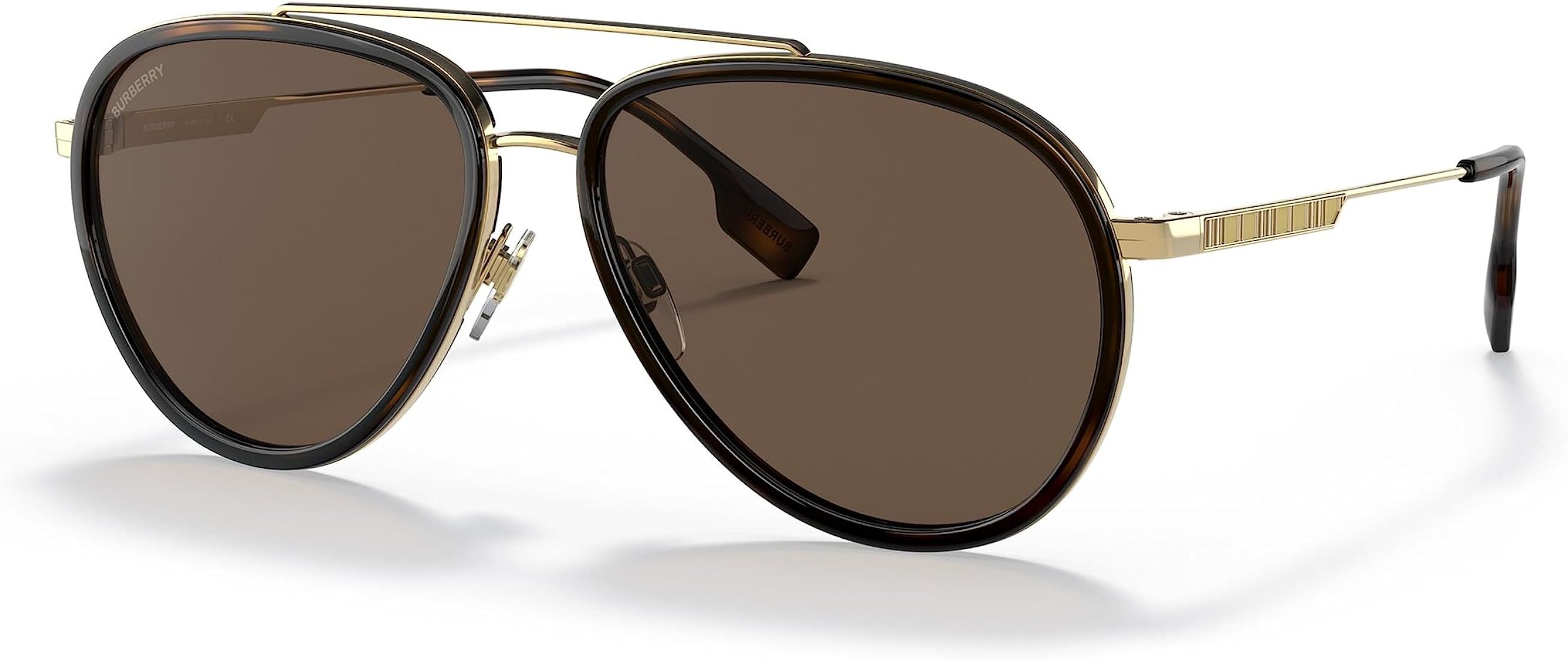 BURBERRY Oliver BE 3125 101773 Gold Metal Aviator Sunglasses Brown Lens | Amazon (US)