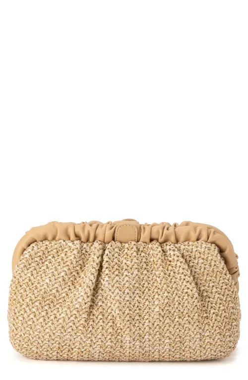 Olga Berg Amalia Pleated Woven Straw Clutch in Natural at Nordstrom | Nordstrom