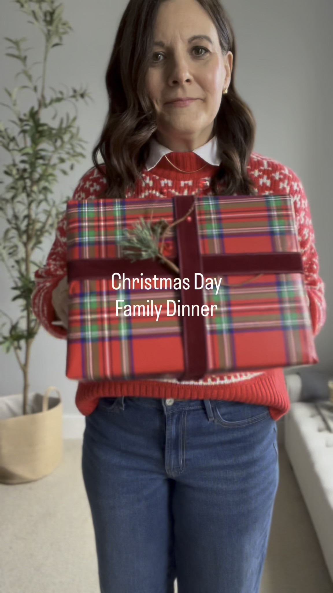 For an easy Christmas day family dinner look, layer a white button-down shirt (I’m wearing an old soft linen shirt) under this Old Navy Fair Isle sweater (I'm in an M), with wide leg jeans (fit TTS, in the short length), and you’re set. For shoes, wear anything from slippers to easy flats or ankle boots. These Target ankle boots fit tts and are super comfy. 

 

#LTKFindsUnder50 #LTKOver40 #LTKHoliday