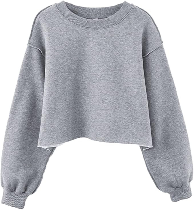Amazhiyu Women Cropped Sweatshirt Long Sleeves Pullover Fleece Crop Tops | Amazon (US)