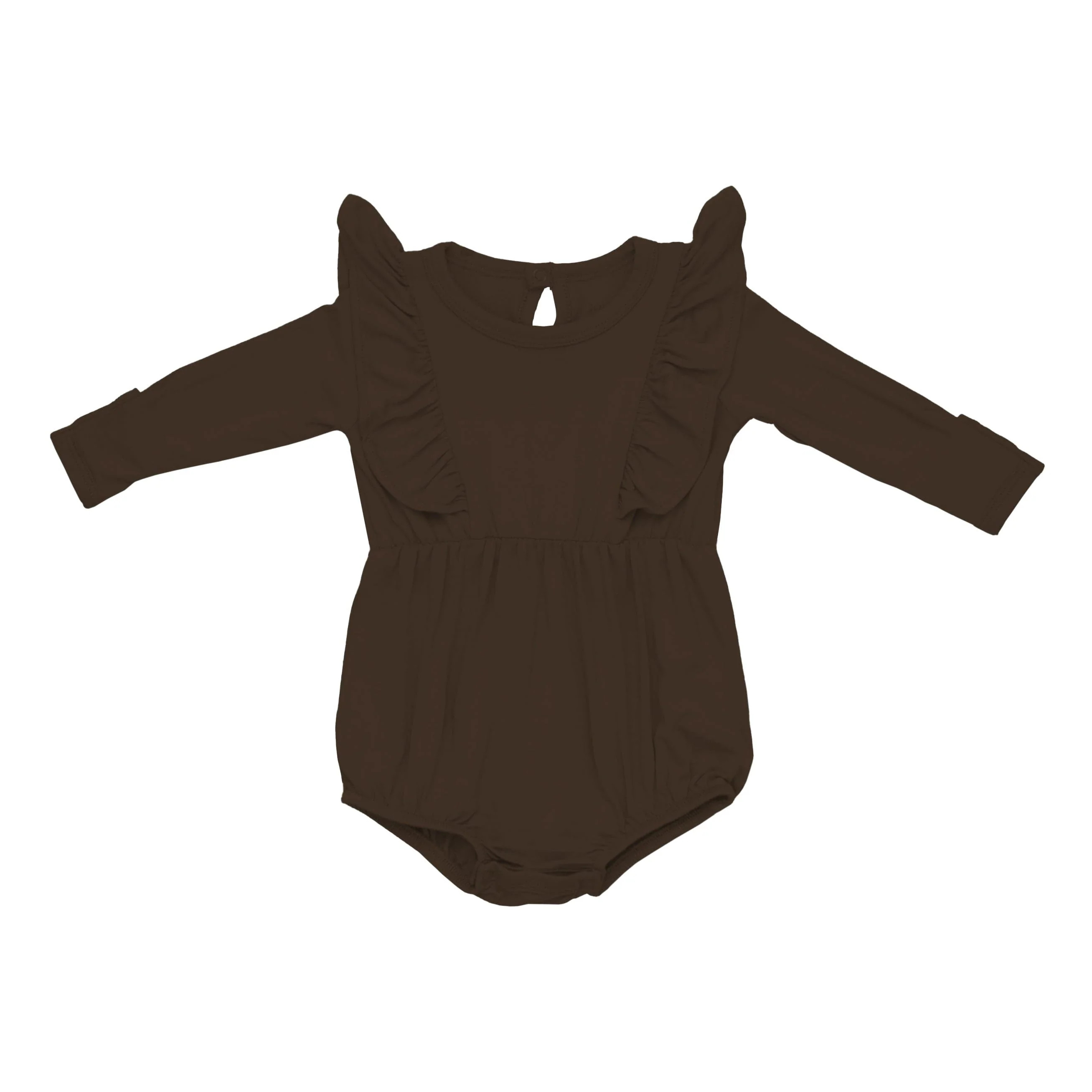 Long Sleeve Bubble Romper in Espresso | Kyte BABY